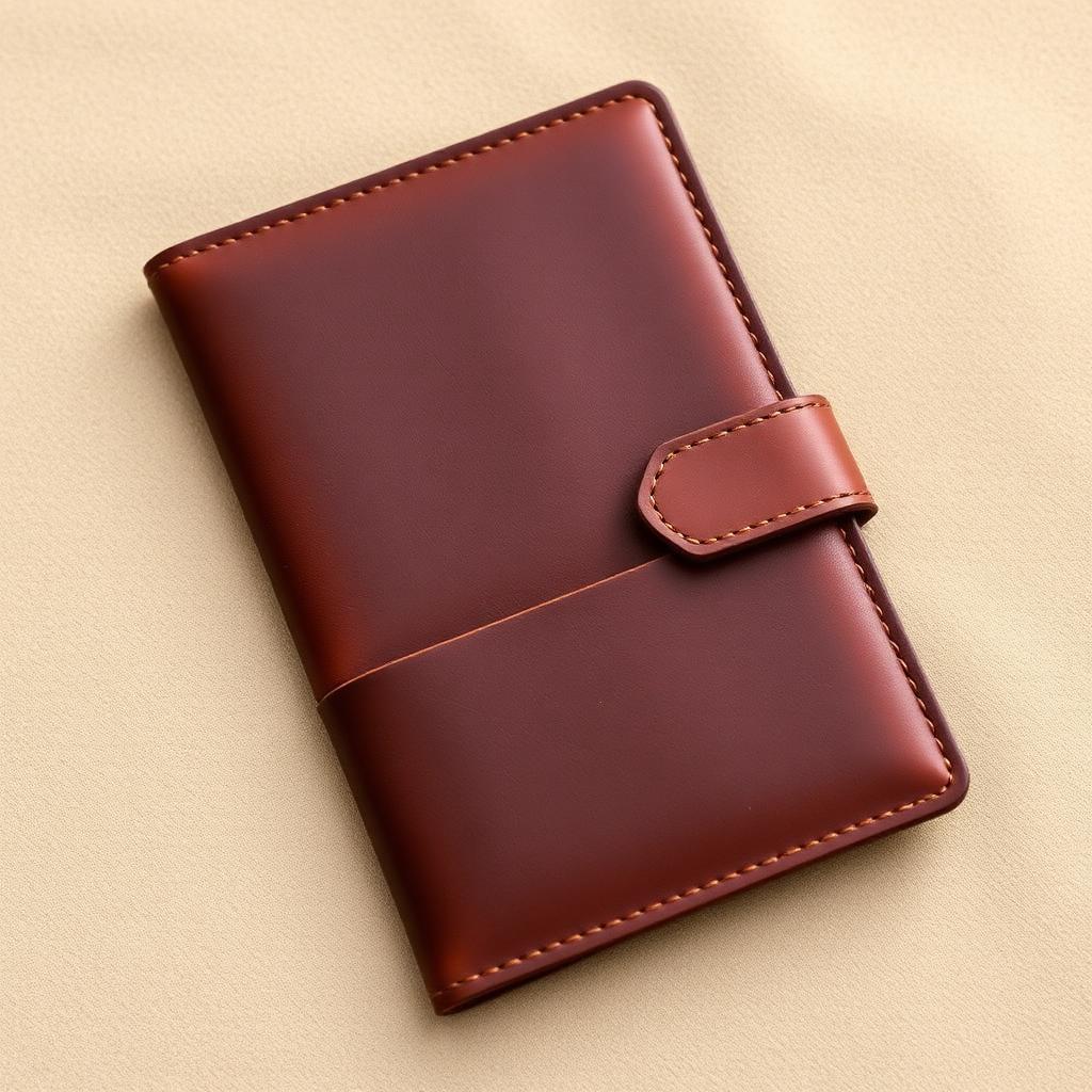 Cognac leather passport wallet